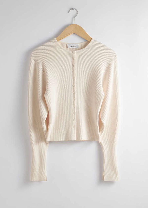 Fitted Rib-Knit Cardigan - Cream - & Other Stories NL