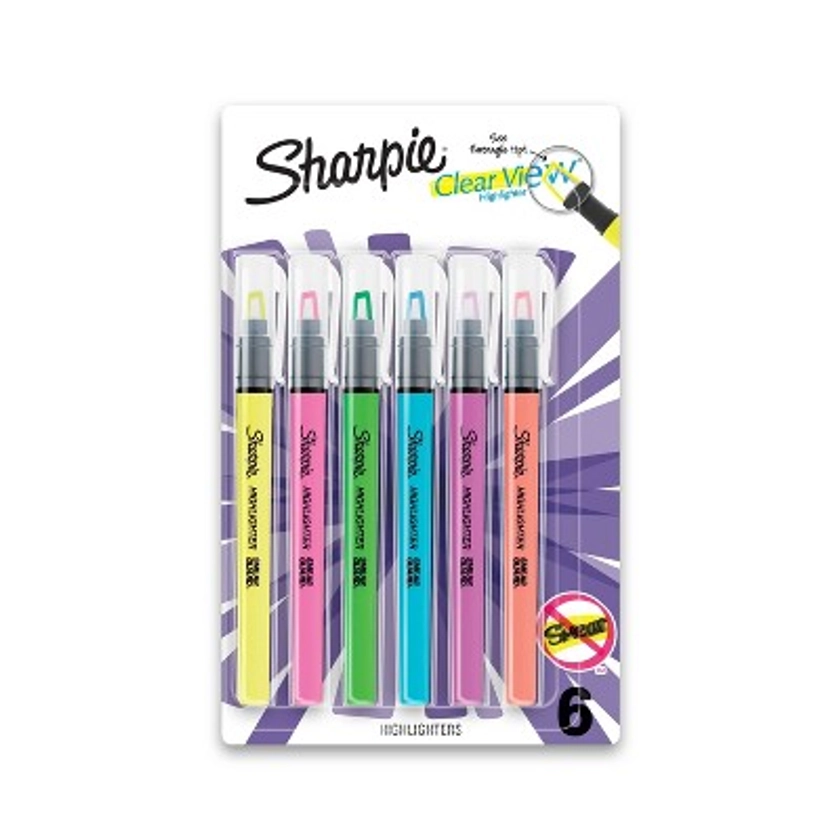 Sharpie Clear View 6pk Highlighters Chisel Tip Multicolored