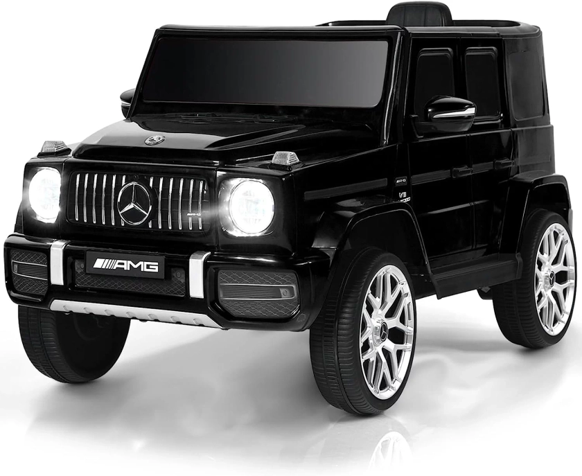 OLAKIDS 12V Kids Ride On Car, Licensed Mercedes Benz G63 Electric Vehicle with Remote Control, Double Open Doors, Music, Bluetooth, 2 Speeds, Wheels Suspension, Battery Powered Driving Toy (Black)