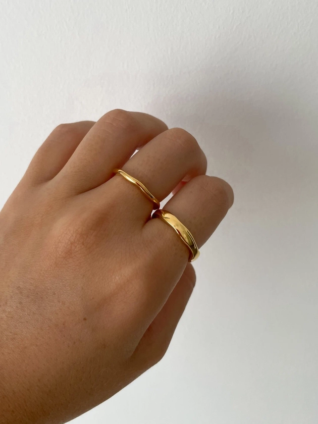 Gold Wavey Ring US 5, 6, 7, 8, 9 Gold Plated Stainless Steel Dainty Stackable Tarnish Resistant Gift - Etsy UK