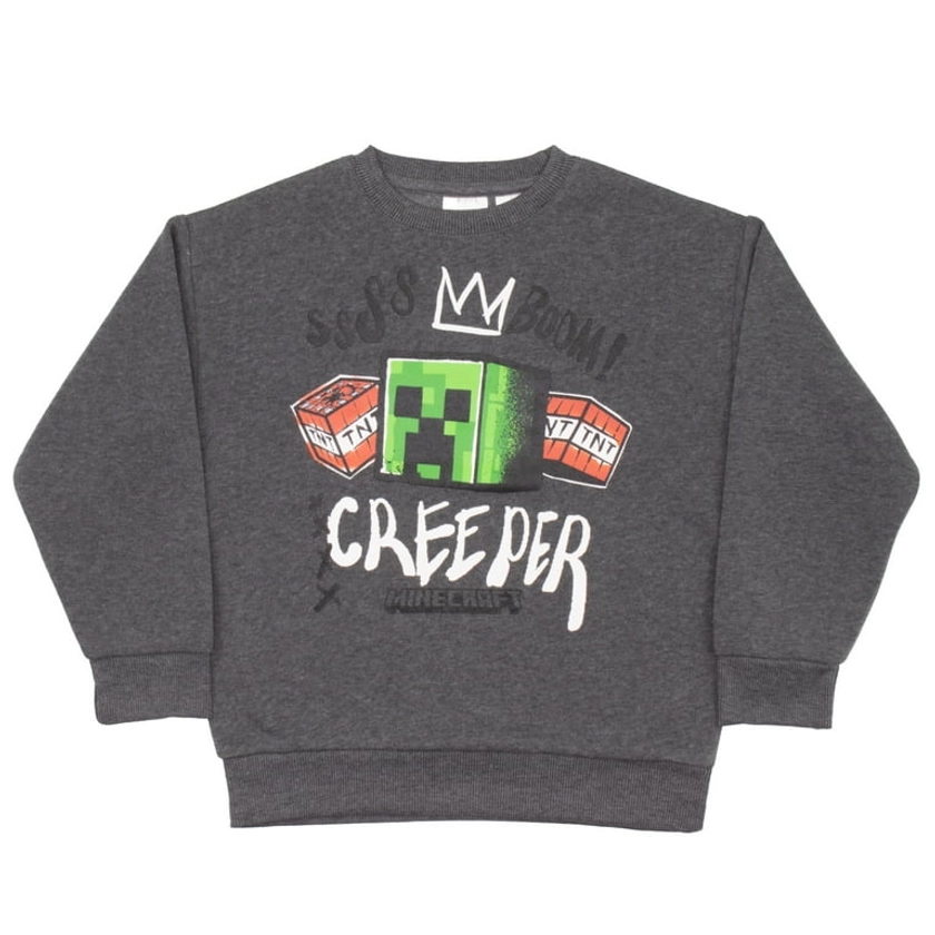 Minecraft Boys Long Sleeve Crewneck Sweatshirt Creeper Graphic Print Design Sweatshirts for Kids & Teens (Size 4-20) - Walmart.com