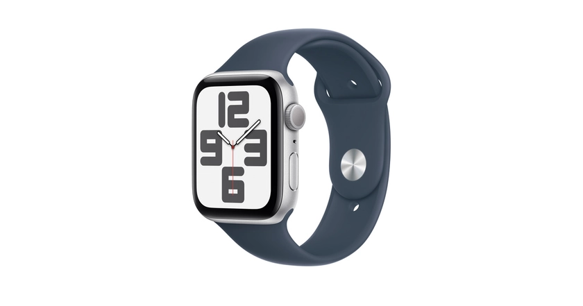 Acheter un modèle Apple Watch SE GPS, Boîtier en aluminium argent de 40 mm, Bracelet Sport bleu orage - S/M