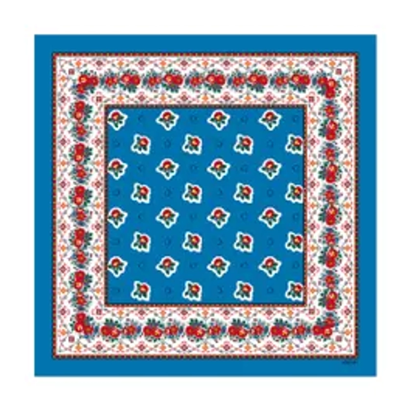 Bandana coton PRINTANIER bleu 60 x 60 cm