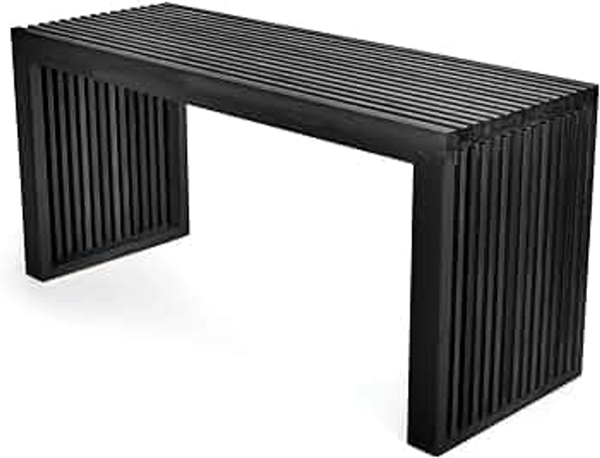 APRTAT Bamboo Dining Bench,Indoor Storage Bench Wood | Kitchen & Living Room Furniture-Black-35.43L x 12.99W x 16.93H in