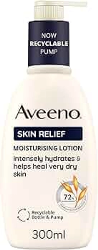 Aveeno Skin Relief Moisturising Lotion, With Soothing Triple Oat Complex & Shea Butter, Suitable For Sensitive Skin, 72-Hour Intense Hydration, Helps Relieve Very Dry and Tight Skin, Unscented, 300ml