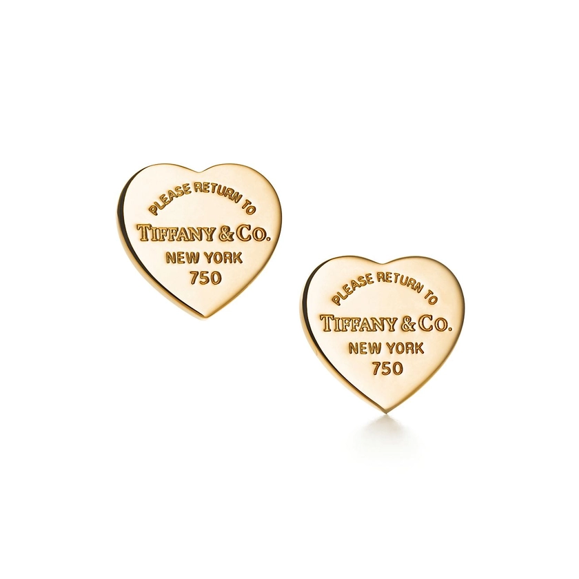 Return to Tiffany™ Heart Tag Stud Earrings in Yellow Gold, Mini | Tiffany & Co.
