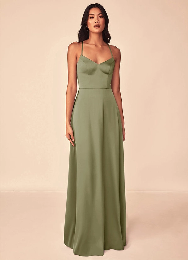 AZAZIE MEI STRETCH SATIN DRESS - Bridesmaid Dresses