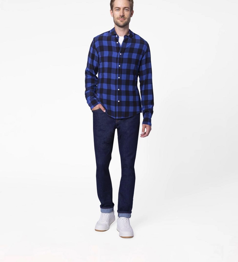 Men's Casual Shirts - Jackson Buffalo Flannel Blue Casual Shirt | INDOCHINO