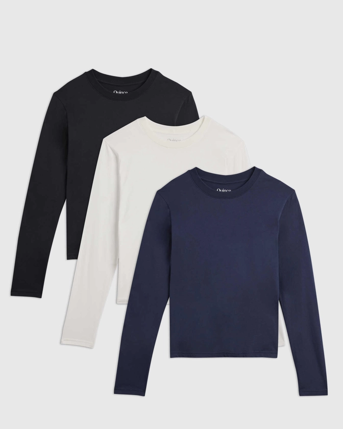 Cotton Modal Relaxed Long Sleeve Tee 3 pack | Quince