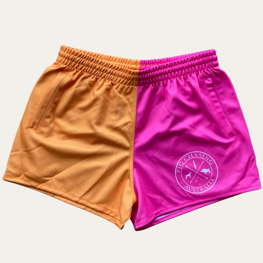 Two Tone Footy Shorts - Pink/Mango