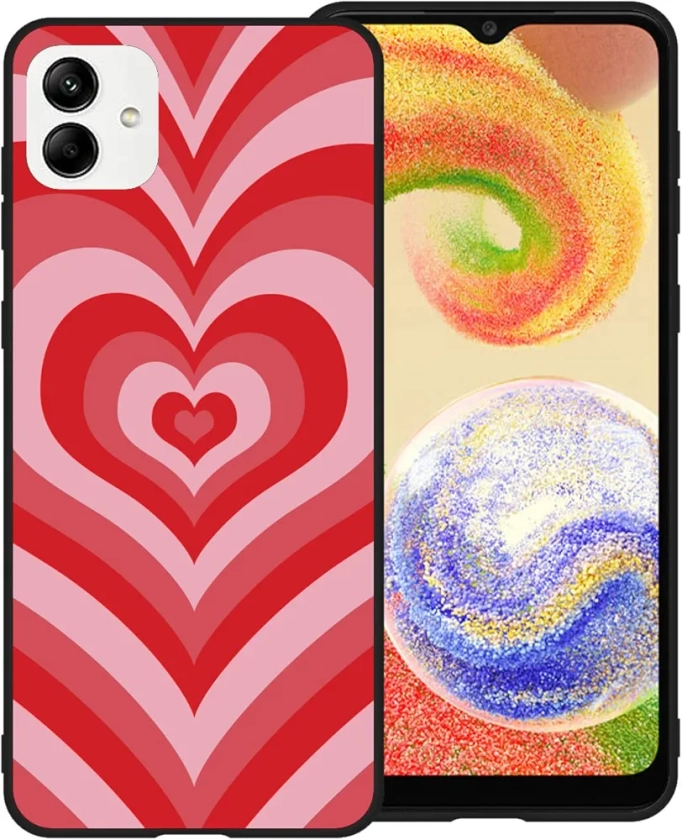 Compatible with Samsung Galaxy A03s USA, Red Heart Tunnel Center Love Swirl Cute Pattern Shockproof Protective Anti-Slip Thin Slim Soft Phone Case Cover Shell