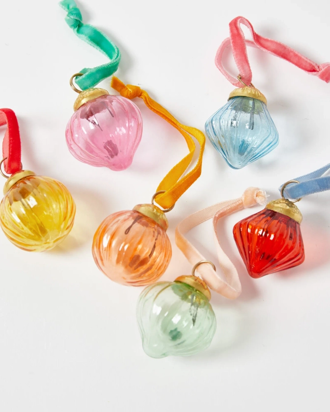 Multi Coloured Glass Baubles Set of Six Mini | Oliver Bonas