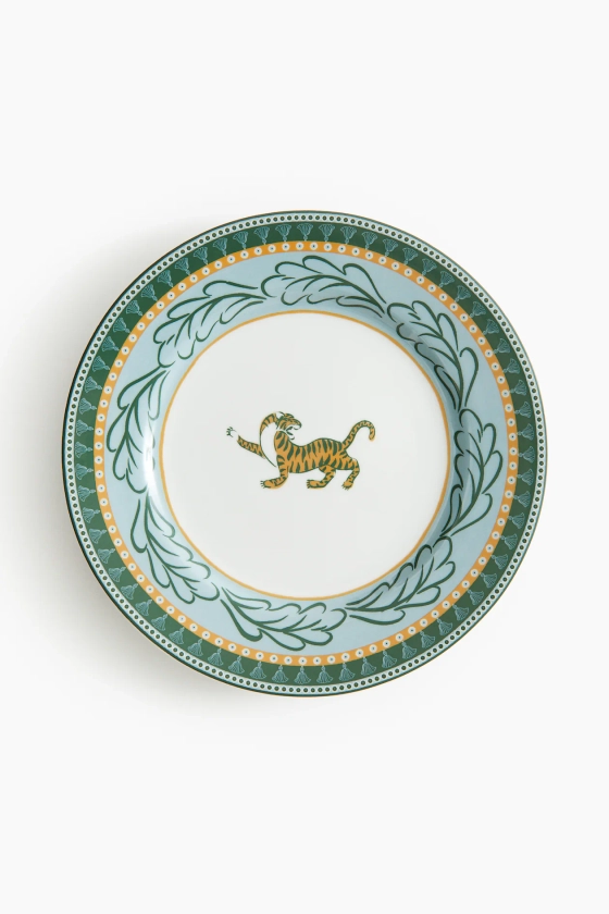 Porcelain plate - Green/Tiger - Home All | H&M GB