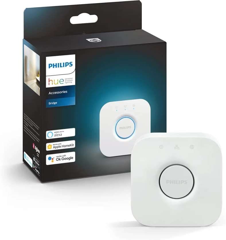 Philips Hue Bridge 2.0, Pont de connexion, fonctionne avec Alexa, Google Assistant et Apple HomeKit