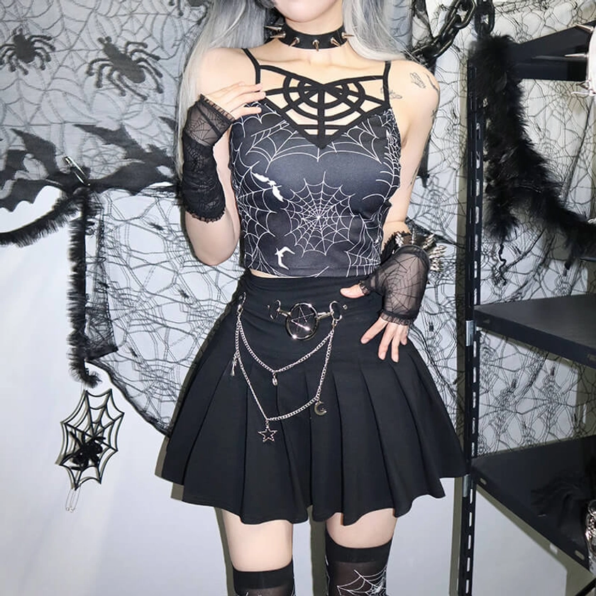 Sensual hardcore darkness star chains pleated skirt ah0010