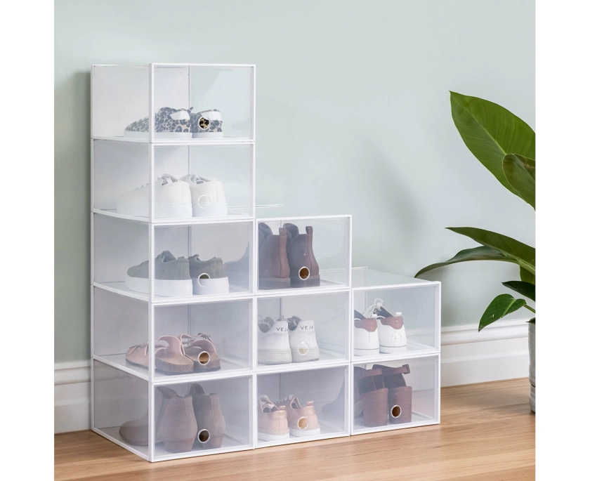 12 x Stackable Shoe/Sneaker Storage Box Display - Grey