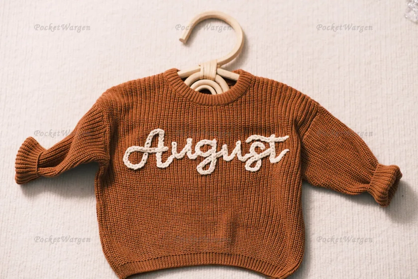 Bespoke Baby Jumper: Hand-embroidered Name & Monogram A Treasured Gift From Auntie to Your Little One - Etsy UK
