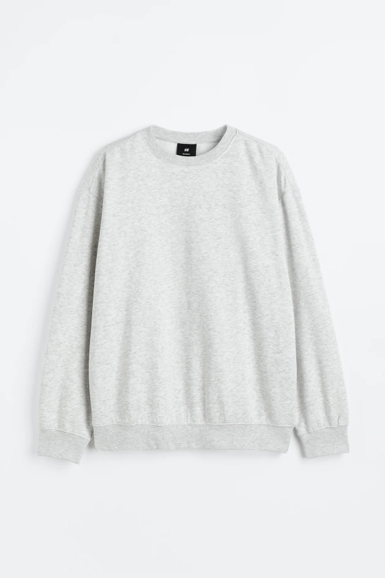 Loose Fit Sweatshirt - Round neck - Long sleeve - Light grey marl - Men | H&M GB