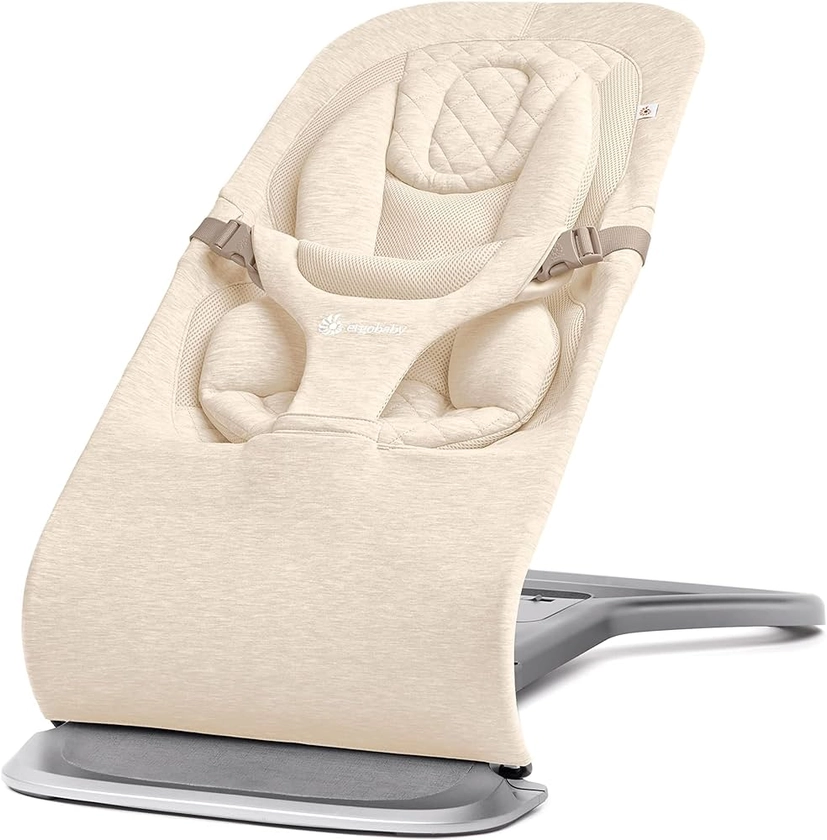 Ergobaby Transat Evolve 3-en-1, Transat ergonomique pour nouveau-nés de la naissance à la petite enfance, balancelle avec insert pour nouveau-né (2,5 kg - 13,2 kg), Cream