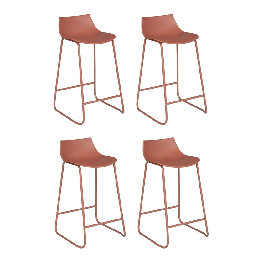 Lot de 4 Tabourets de Bar "Otac" 82cm Terracotta