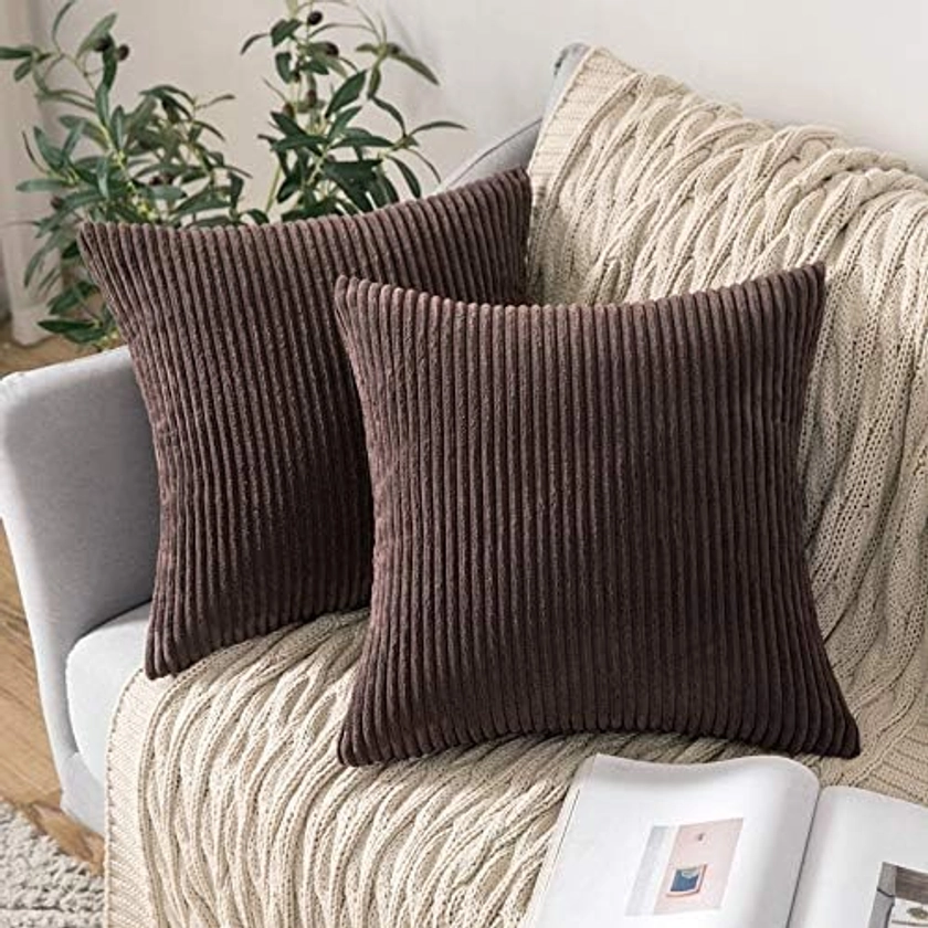 MIULEE Corduroy Throw Pillow Covers 16x16 Set of 2 Decorative Throw Pillow Covers for Couch Sofa Living Room Brown : Amazon.com.be: Home & Kitchen