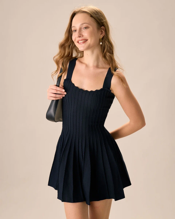 Women's Navy Knitted Sweater Dress & Reviews - Navy - Dresses | RIHOAS