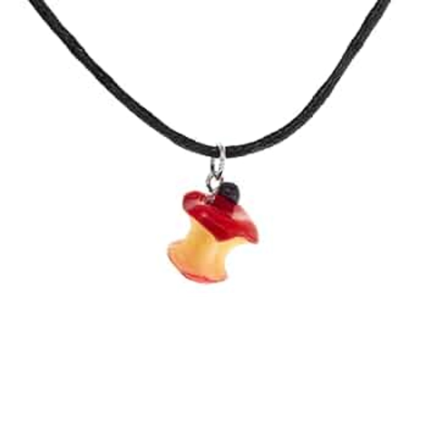 Eaten Apple Necklace. Good Presents for Vegetarians. Red Bitten Apple Shaped Statement Necklace with Charm. Best Gifts for Vegans Birthday.