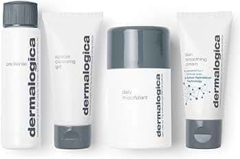 Dermalogica Discover Healthy Skin Kit - Includes: Precleanse, Face Wash, Face Exfoliator, & Moisturizer - Wash Away Impurities To Reveal Glowing Skin