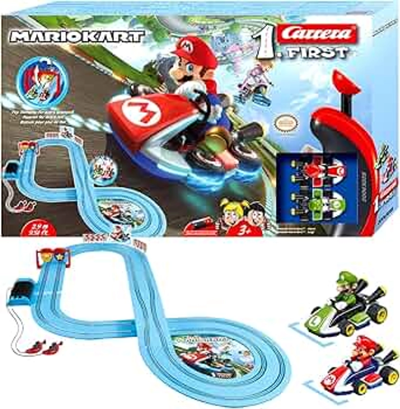 Carrera FIRST 20063028 Mario Kart - FIRST Slot Racing Track, For Children From 3 Years And Adults, 2.9 Metres, With Mario Kart - Mario & Mario Kart - Luigi - Multicolor