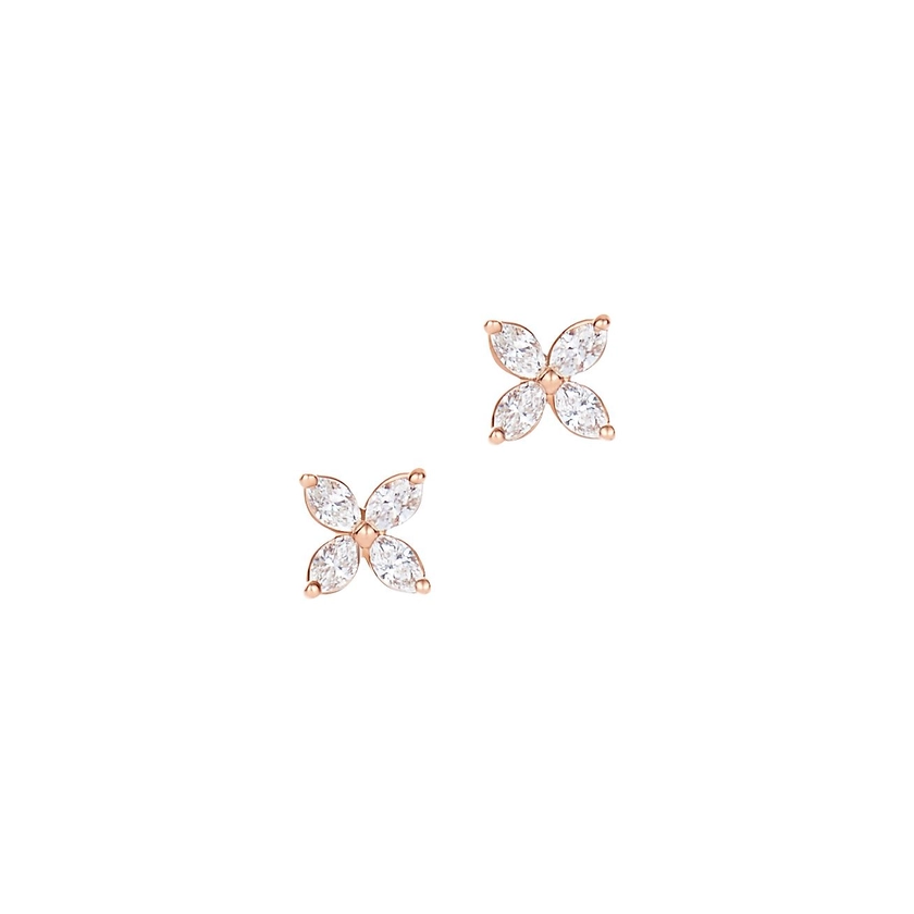 Tiffany Victoria® earrings in 18k rose gold with diamonds, mini. | Tiffany & Co.