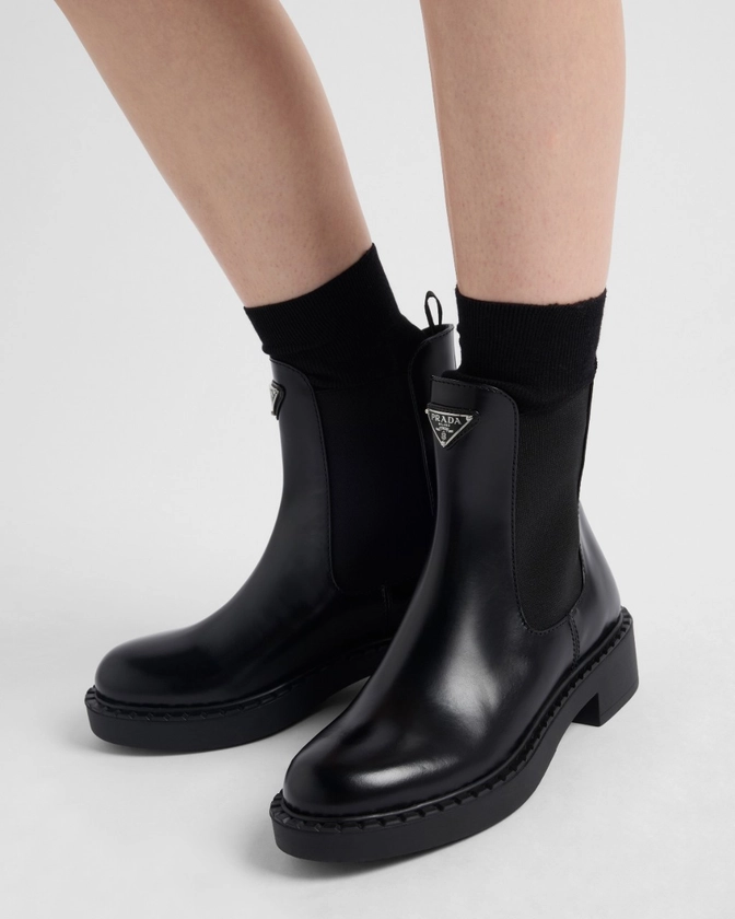 Bottines en cuir brossé