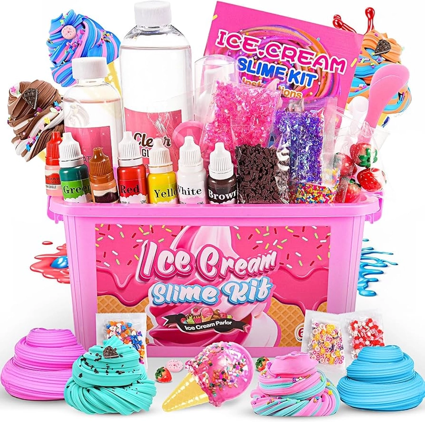 Veopoko Slime Kits for Girls, 6 7 8 9 10 11 12 Year Old Girl Gifts Craft Kits for Kids Toys for 6-12 Year Old Boys Girls Ice Cream Slime Making Kit Girls Toys Age 6-12 Birthday Gifts for Kids