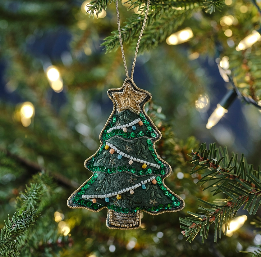 Velvet Beaded Christmas Tree Hanging Decoration | Ginger Ray