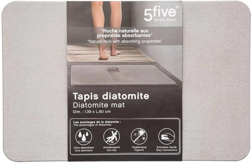 Five - Tapis de Salle de Bain en Diatomite 39 x 60 cm Multicolore