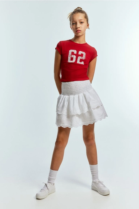 Tiered skirt - Regular waist - Short - White - Kids | H&M GB