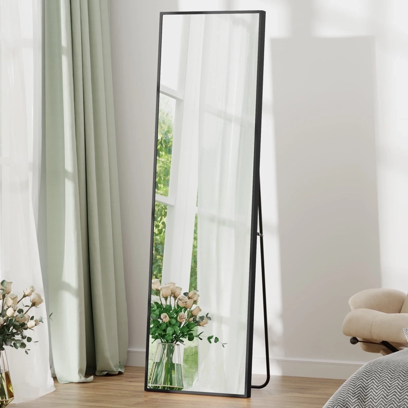 EDX Full Length Mirror 59"x16" Full Body Mirror Rectangle Free Standing Wall Mounted Leaning Hanging Floor Mirrors, Black - Walmart.com