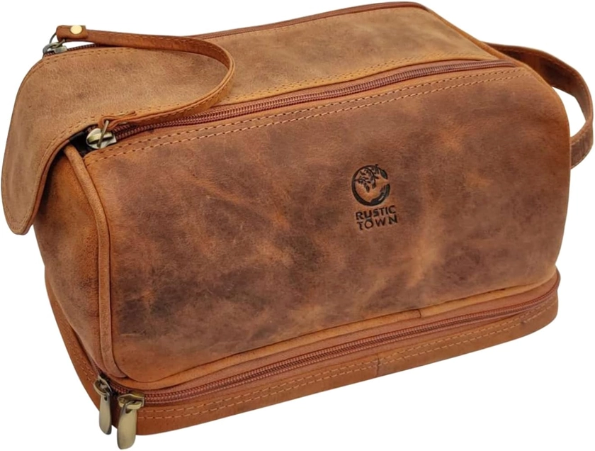 Rustic Town Trousse de Toilette de Voyage en Cuir pour Homme