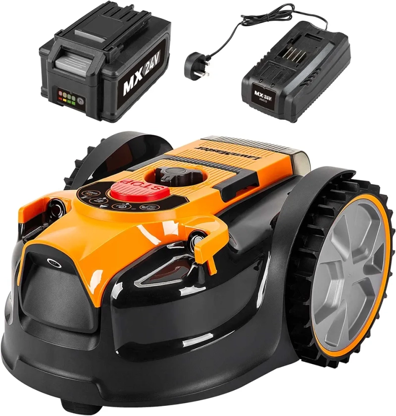 LawnMaster VBRM16 OcuMow™ Drop and Mow Robot Lawnmower with MX 24V 4.0Ah lithium battery and fast charger. No Boundary Wire, App or Outdoor Power Socket needed. For small to medium lawns up to 100m2.