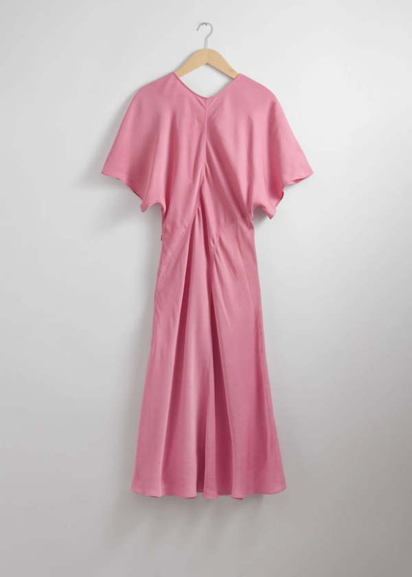 Robe midi en satin - Rose - Midi dresses - & Other Stories FR