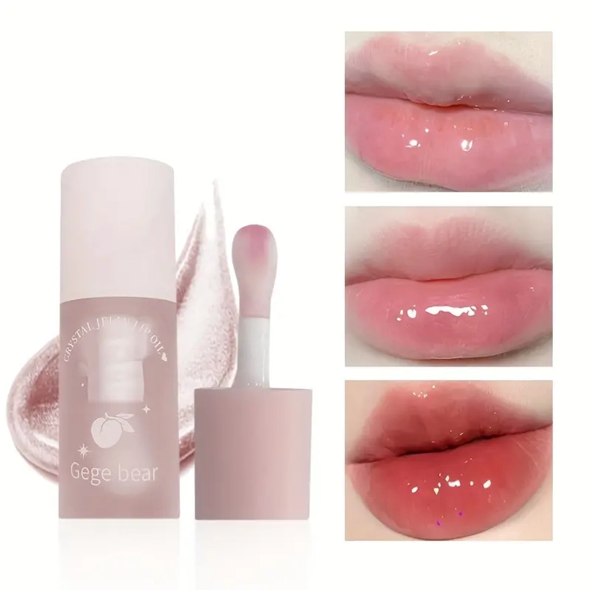 Peach Flavor Watery Crystal Clear Jelly Lip Oil Lip Balm Moisturizing And Smoothing Lip Lines Jelly Pout Lip Gloss Glass Lip Fruit Scent
