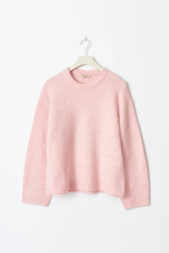 Crew neck knitted sweater - Pink - Women - Gina Tricot