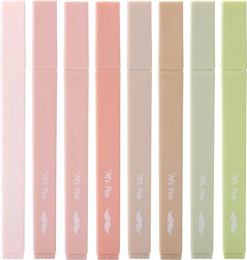 Amazon.com : Mr. Pen- Aesthetic Highlighters, 8 pcs, Chisel Tip, Boho Colors, No Bleed Bible Highlighter Pastel, Assorted Colors, Cute : Office Products