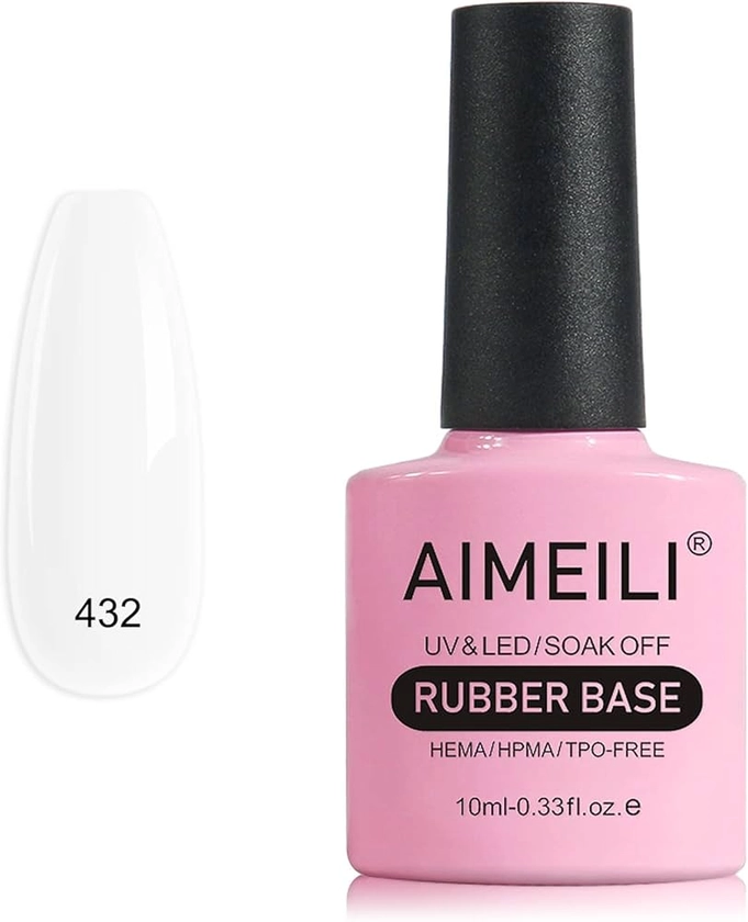 AIMEILI 5 en 1 Rubber Base Coat Vernis Semi Permanent Gel Milky Blanc Laiteux Gel Polish UV LED Renforcement et Réparation de Manucure, Colle de Décorations - 10ml (432) : Amazon.fr: Beauté et Parfum