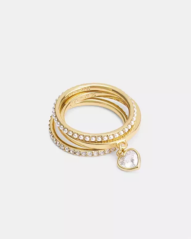 Pearl Heart Ring Set