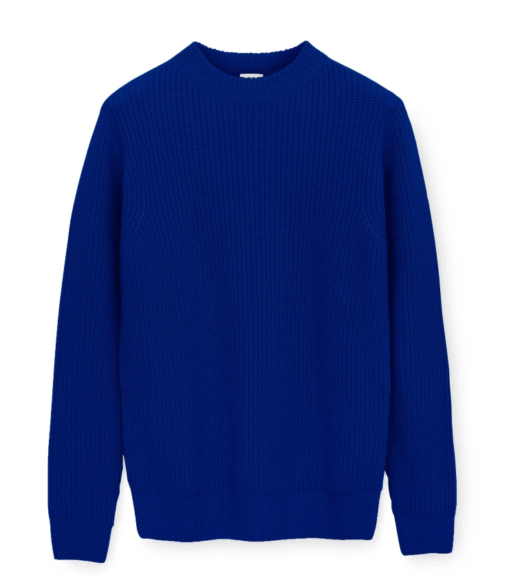 Custom Fitted Heavy Wool Sweater Yves Blue | Son of a Tailor