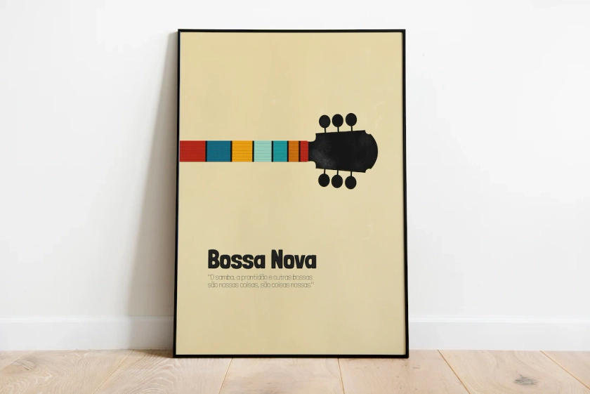 Gitaar Poster, Bossa Nova, Jazz festival, mid century modern, Woonkamer Wall Art, Spaanse gitaar, over het bed muur decor, Brazilië Kunst - Etsy Nederland