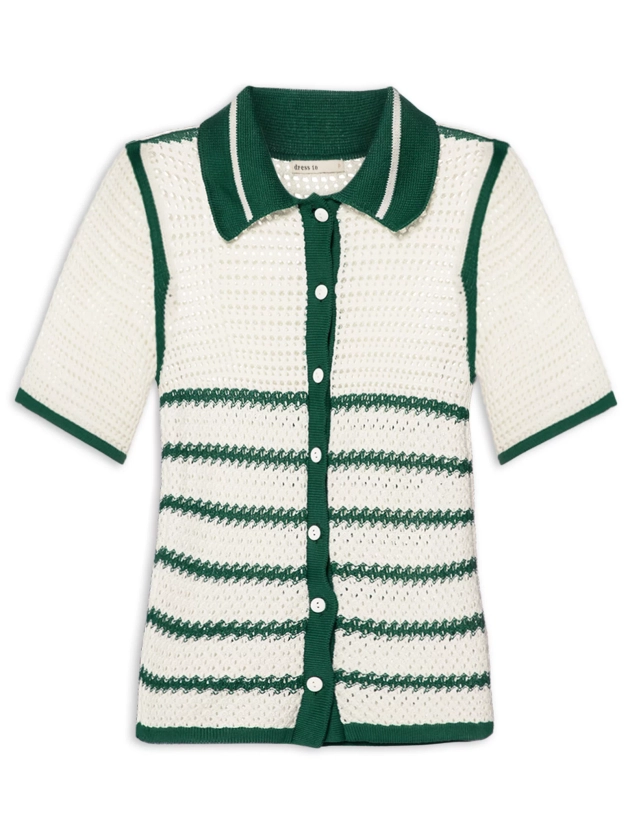 Camisa Feminina Tricot Listras - Verde