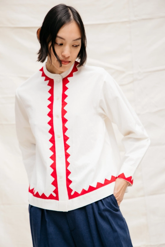 Alpha Buttondown- Ivory/Poppy