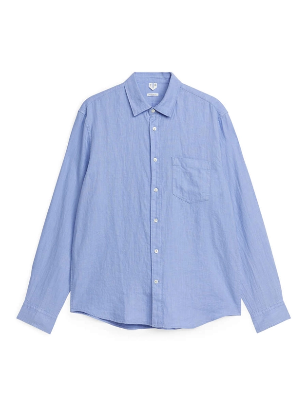 Chemise en lin de coupe classique - Bleu/blanc - Shirts - ARKET FR