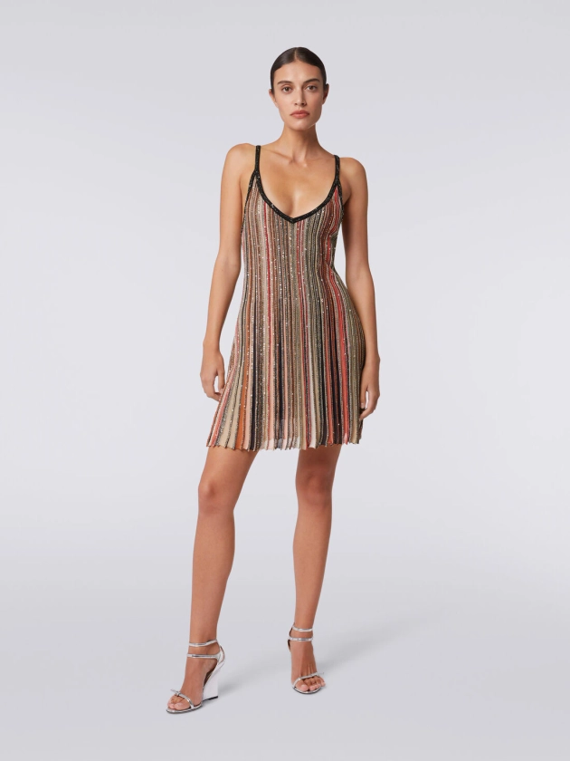 Minidress in vertical striped knit with sequins Multicoloured | Missoni